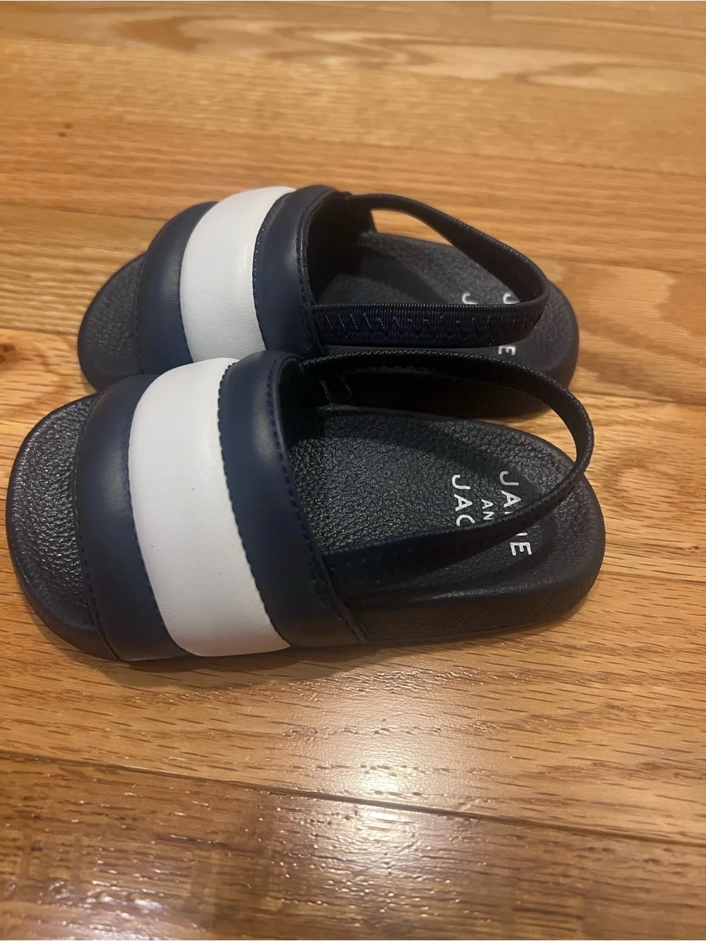 Janie and Jack Navy and White Striped Slide Sandals